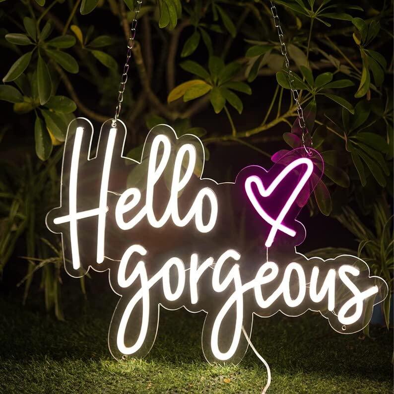 "Hello Gorgeous" Neon Signs for Wall Decor - Neon Tracker