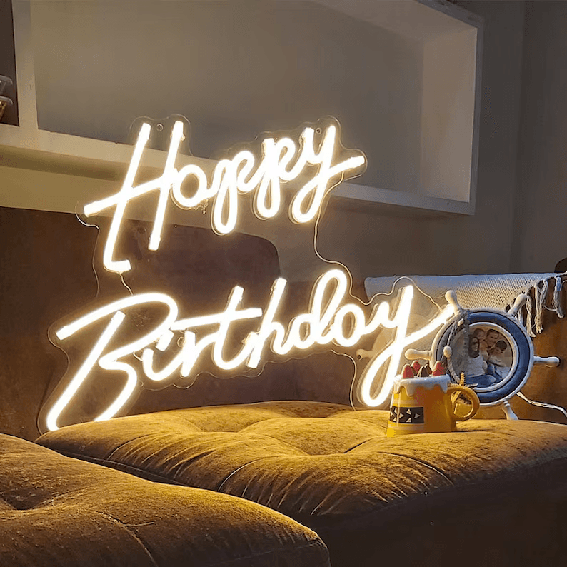 Birthday Neon Sign - Happy Birthday Sign, Custom Party Sign - Neon Tracker